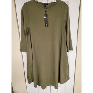 Romimona Olive Green Dress Womens Large L 3/4 Sleeve Casual Swing Comfy NWT